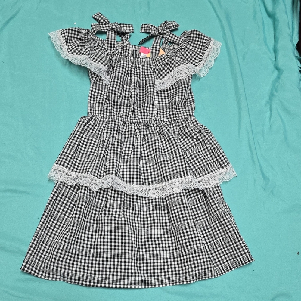 h.i.p. Black and White Checkered Kids Dress